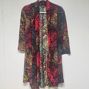 Butterfly Sheer Lightweight Cardigan Beach Coverup Artsy Art To Wear Red Size M